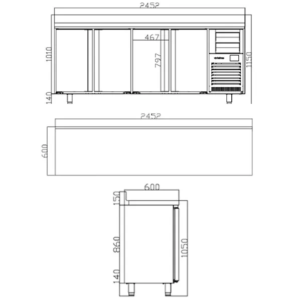 Infrico 4 Door Tall Back Bar Counter With Upstand 695L