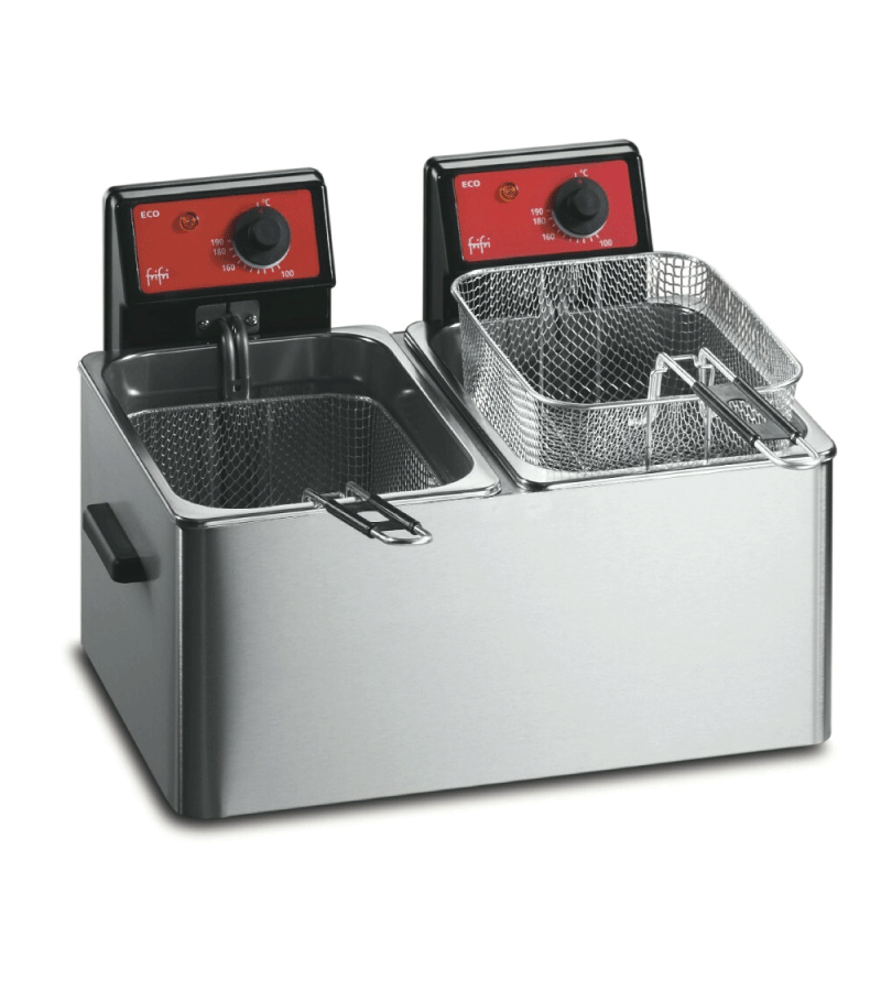 FriFri Eco 6 + 6 Electric Counter-top Twin Tank Fryer - 2 Baskets - W 486 mm - 2 x 3.2 kW