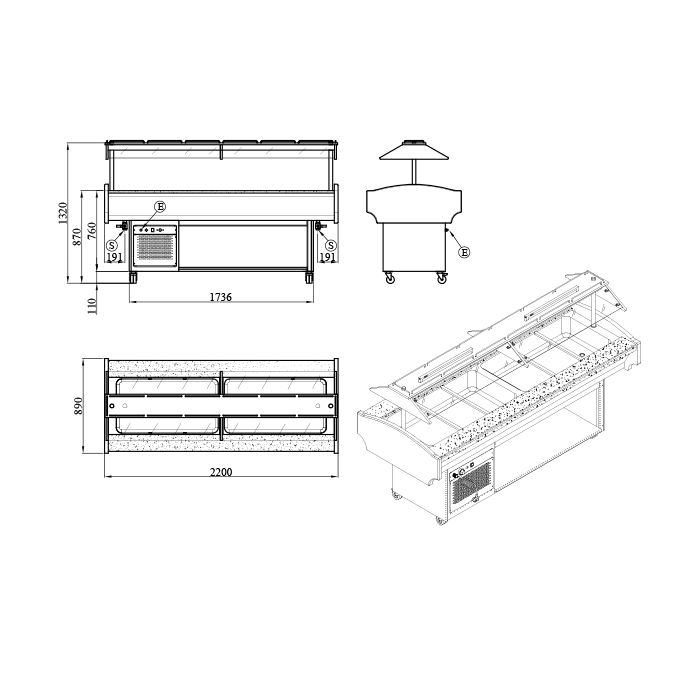 BLIZZARD 6 x GN1/1 Cold Buffet Display