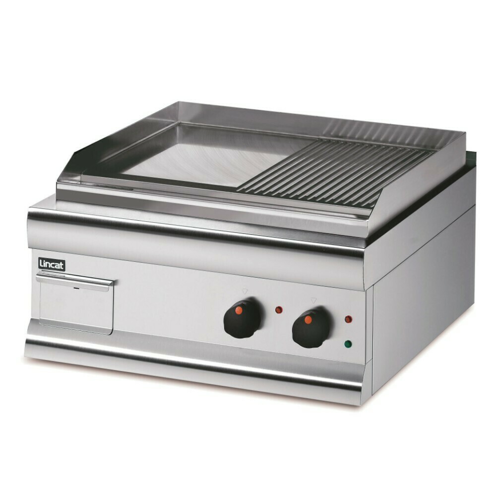 Lincat Silverlink 600 Electric Counter-top Griddle - Twin Zone - Half-Ribbed Plate - W 600 mm - 4.0 kW