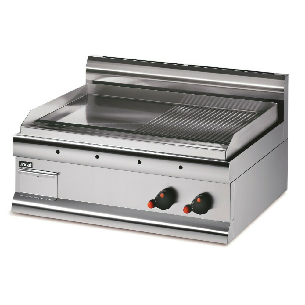 Lincat Silverlink 600 Natural Gas Counter-top Griddle - Half-Ribbed Plate - W 750 mm - 7.5 kW