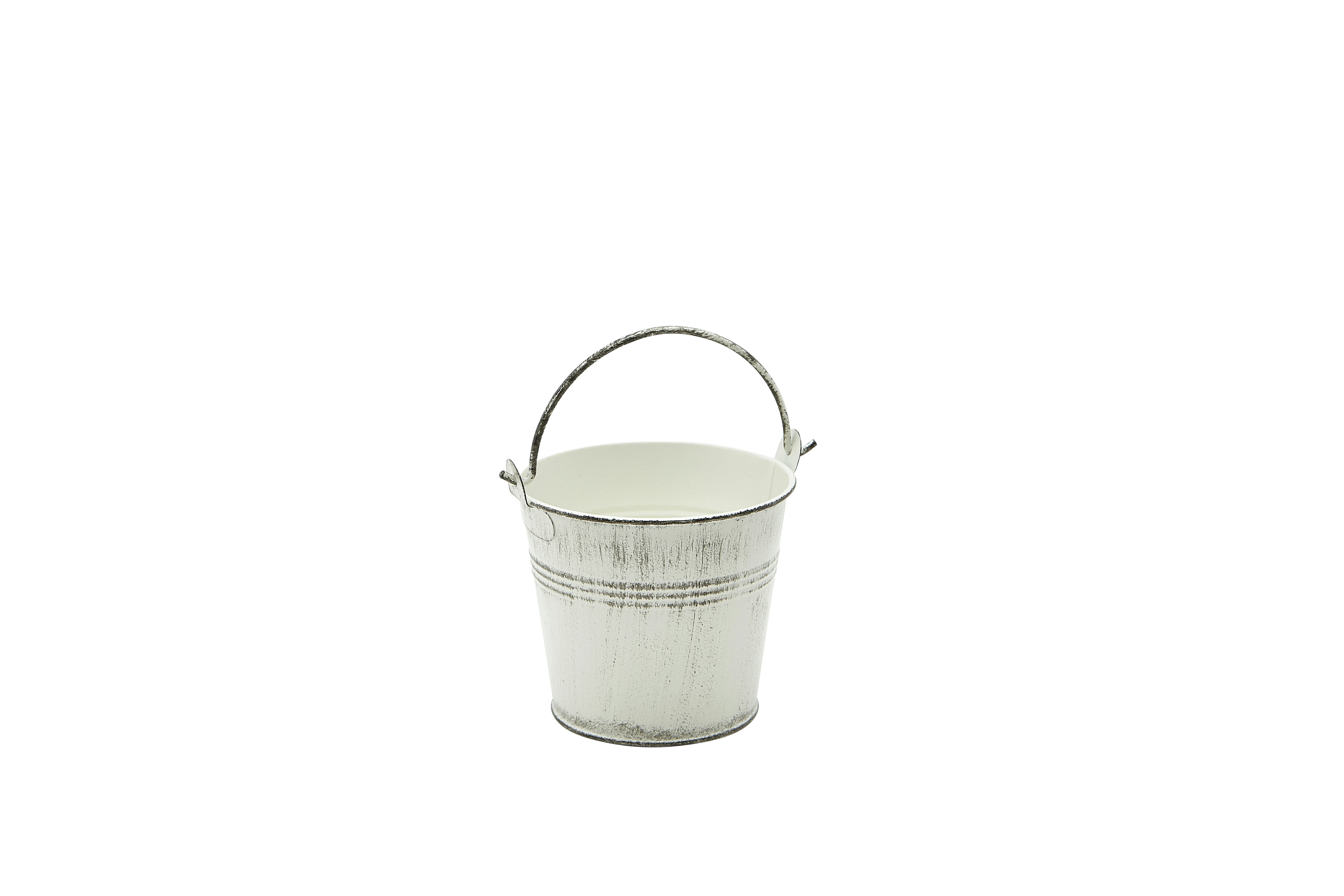 Galvanised Steel Serving Bucket 10cm Dia White Wash