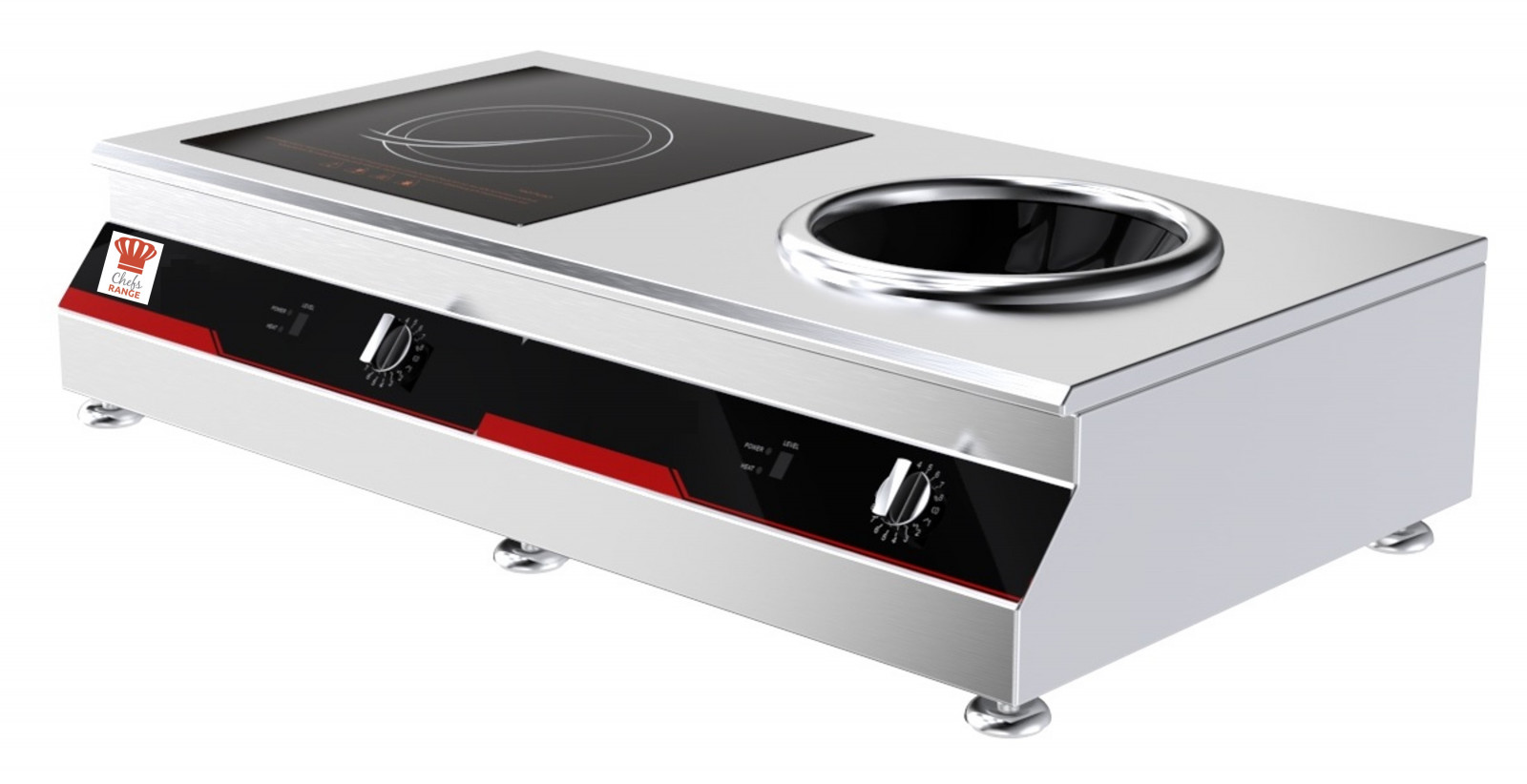 Chefsrange GXIH1+W-3 Snack 50 Counter Top Combi Wok+Ring Induction Hob - 2 X Kw