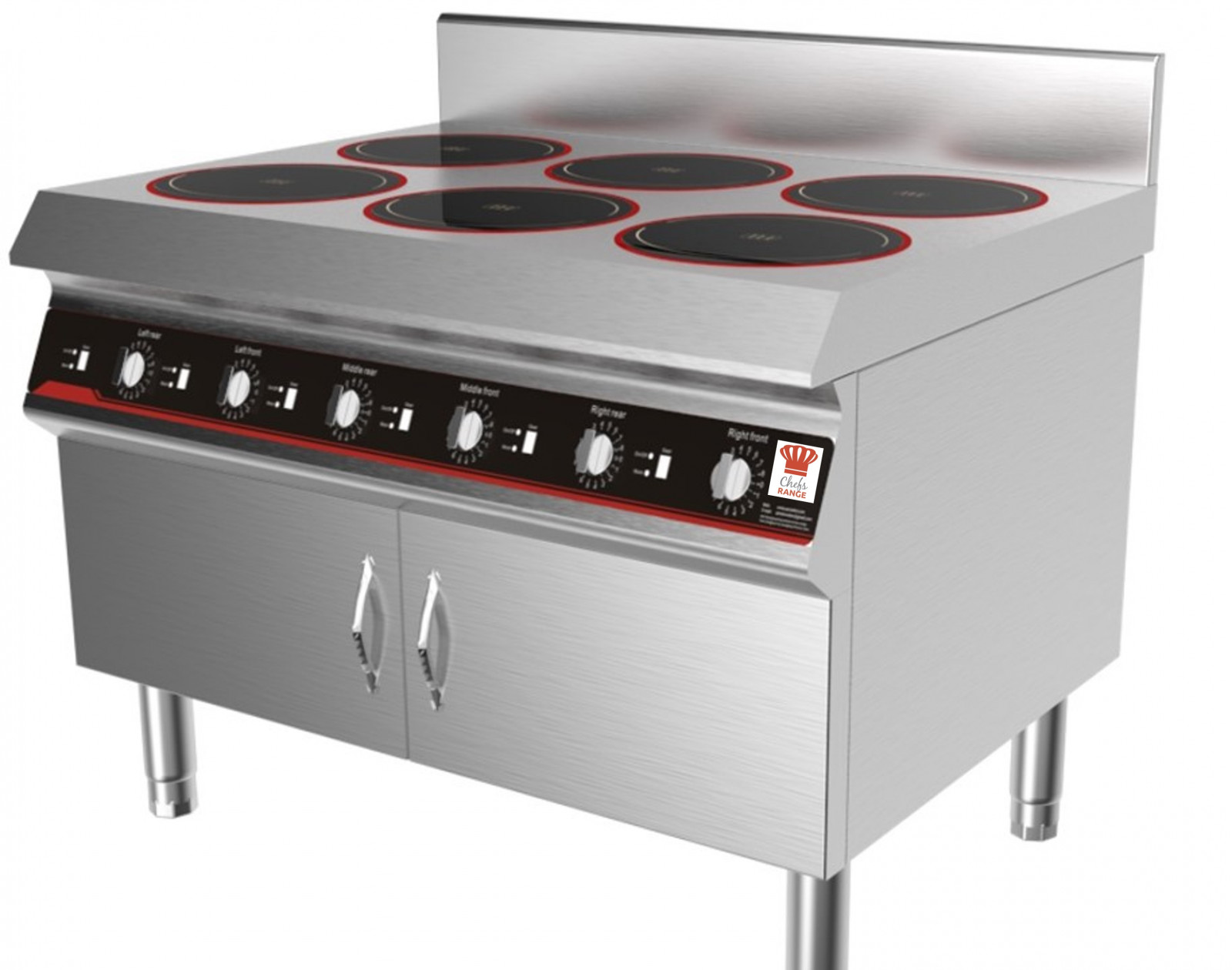 Chefsrange GXIH6-3.5B 80 Line Floorstanding 6 Ring Induction Hob - 6 X 3.5Kw Power