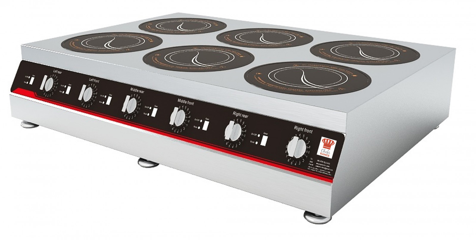 Chefsrange GXIH6-3 80 Line Counter Top 6 Ring Induction Hob - 6 X 3Kw Power