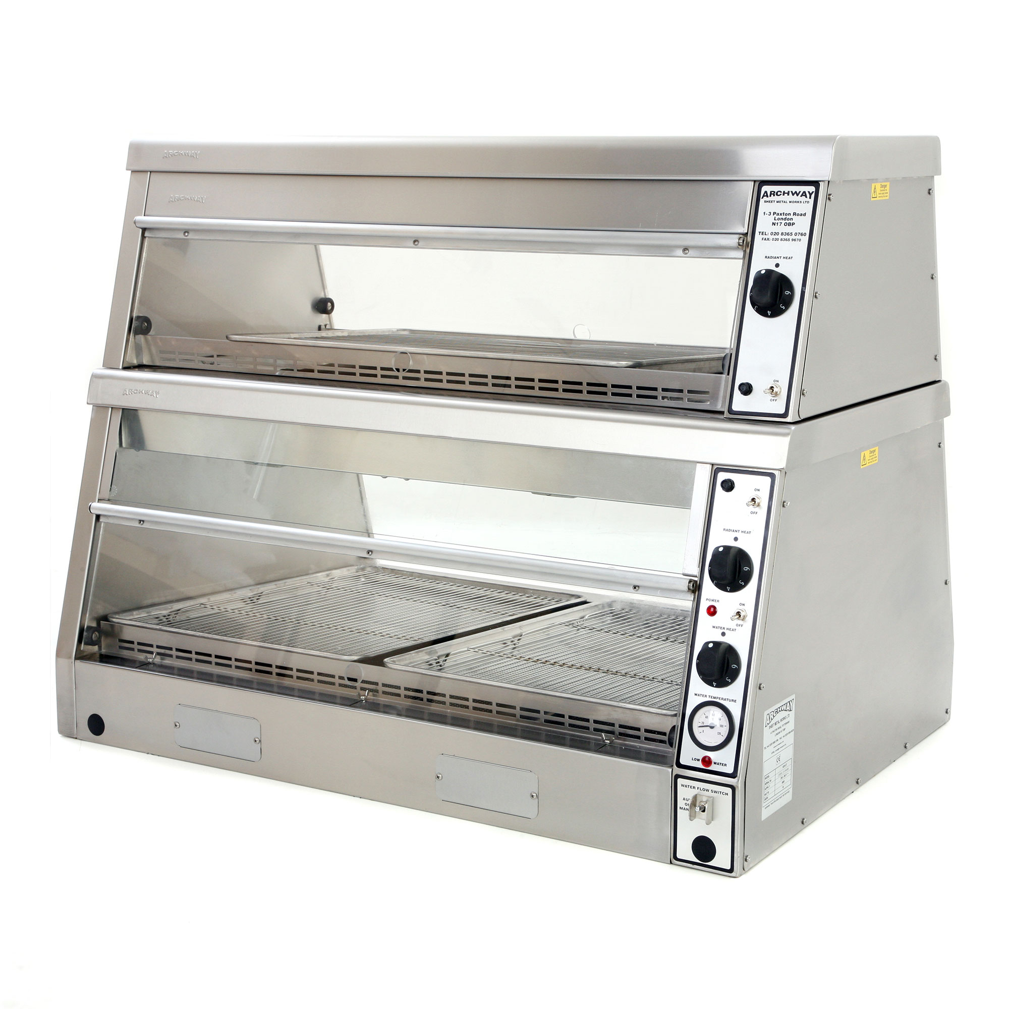 Archway Heated Chicken Display - 3 Pans / 2 Tier