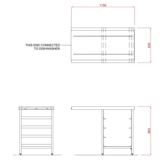 Hobart SCR1150 Outlet Single Rack Table