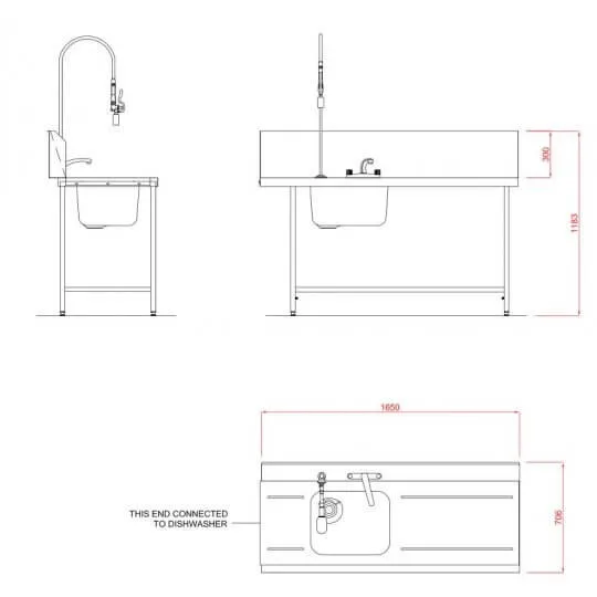 Hobart SD1650 Inlet Triple Rack Table & Sink