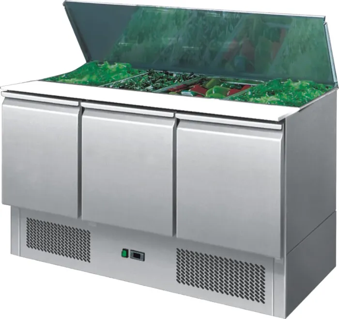 Ice-A-Cool ICE3850GR 3 Door Refrigerated Saladette Prep Counter 380 Litres