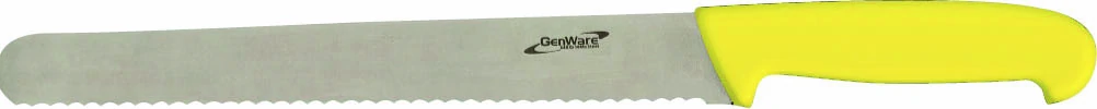 Genware 12'' Slicing Knife Yellow (Serrated)