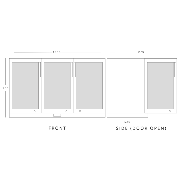 KOLDBOX GRADED-00621 KBC3 TRIPLE DOOR Back Bar Cooler