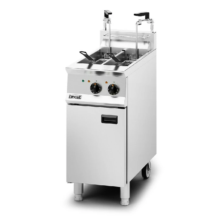 Lincat Opus 800 Electric Free-standing Twin Tank Fryer with Pumped Filtration - 2 Baskets - W 400 mm - 14.0 kW