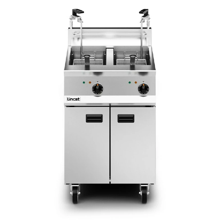 Lincat Opus 800 Electric Free-standing Twin Tank Fryer with Pumped Filtration - 2 Baskets - W 600 mm - 24.0 kW