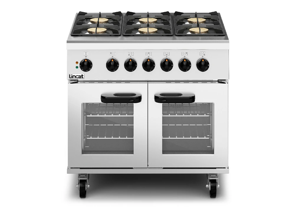 Lincat Phoenix Dual Fuel Natural Gas Free-standing Oven Range - 6-Zone - W 900 mm -  36kW [Gas] - 6kW [Electric]