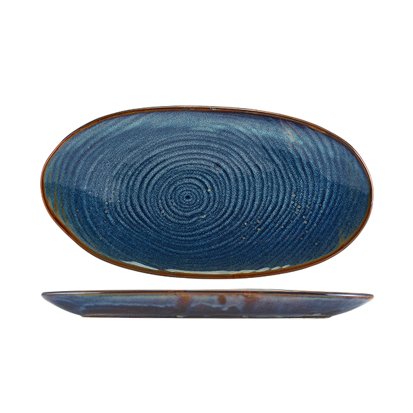 Terra Porcelain Aqua Blue Organic Platter 31cm