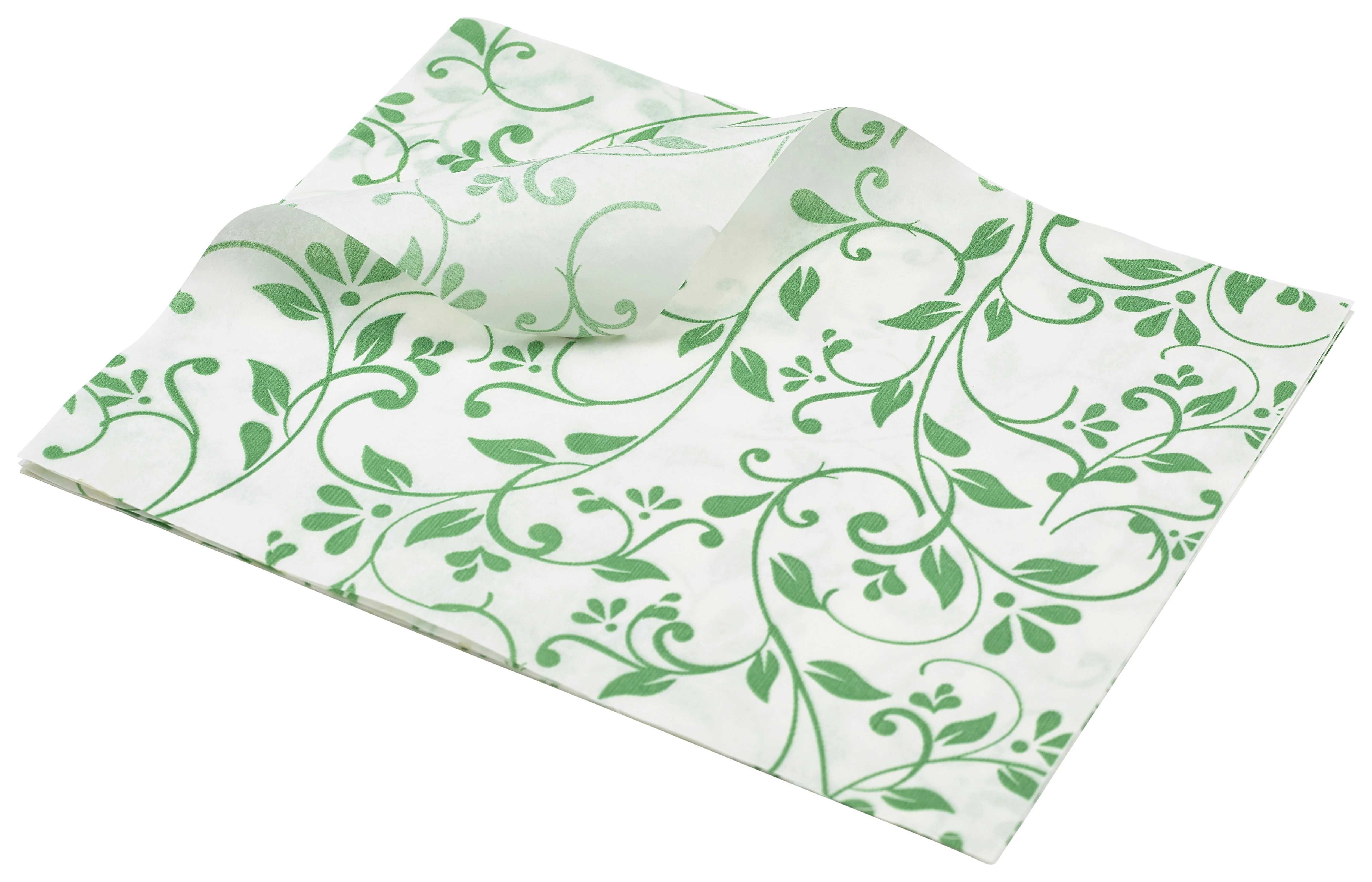 Greaseproof Paper Green Floral Print 25 x 20cm