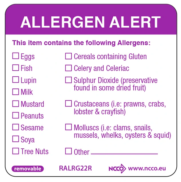 50X50mm Removable Allergen Label (500)