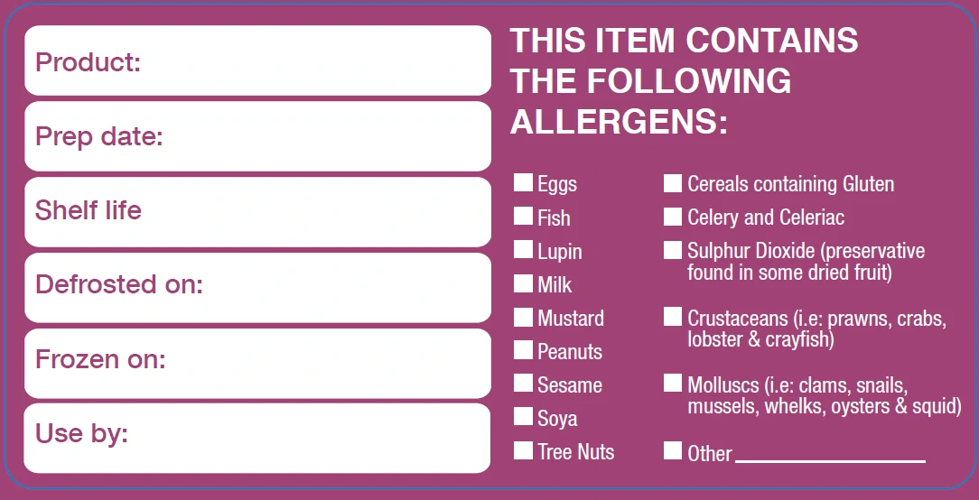 50x100mm Removable Product/Allergen Label (500)