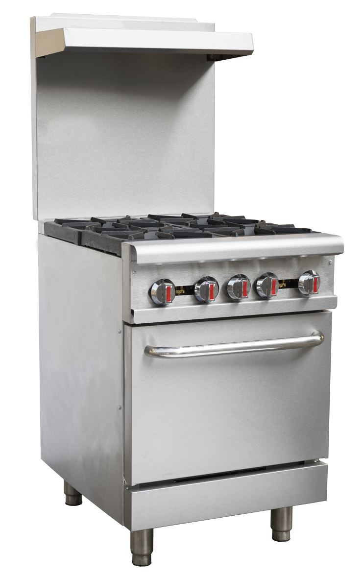 Chefsrange RGR24 - 4 Burner Range with Backsplash & Shelf