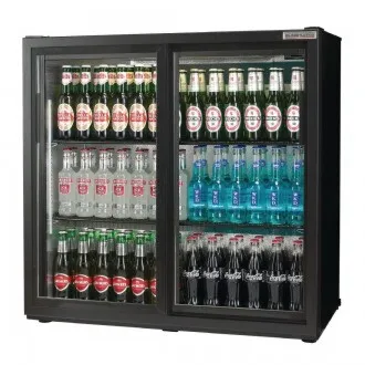 Autonumis RQC10001 Maxi Black Sliding Double Door Bottle Cooler 252 Litres