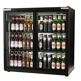 Autonumis RVC10001 EcoChill 3ft Black Sliding Double Door Bottle Cooler 195 Litres