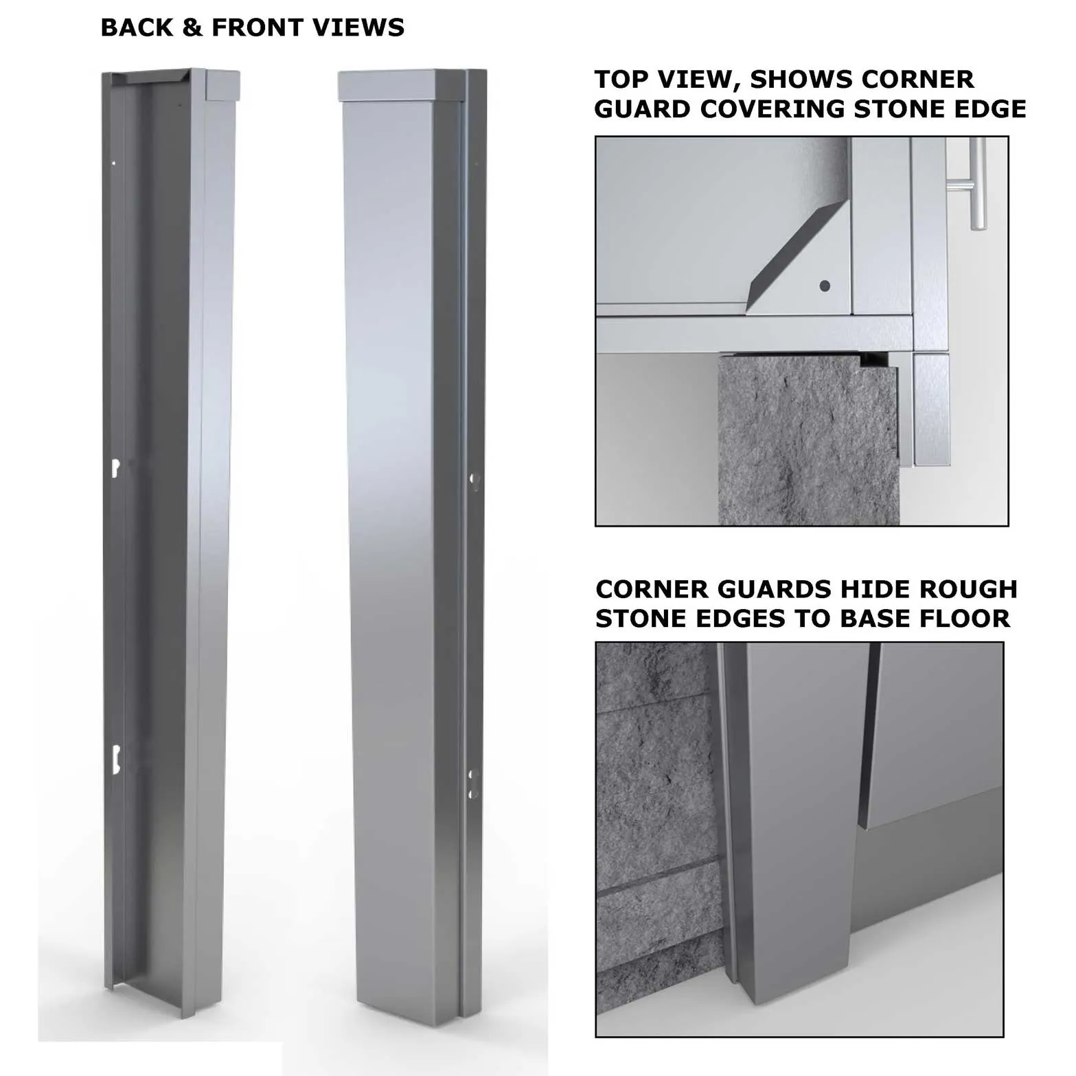 Sunstone 3″ End Corner Guard Panel Left Side of Base Cabinets