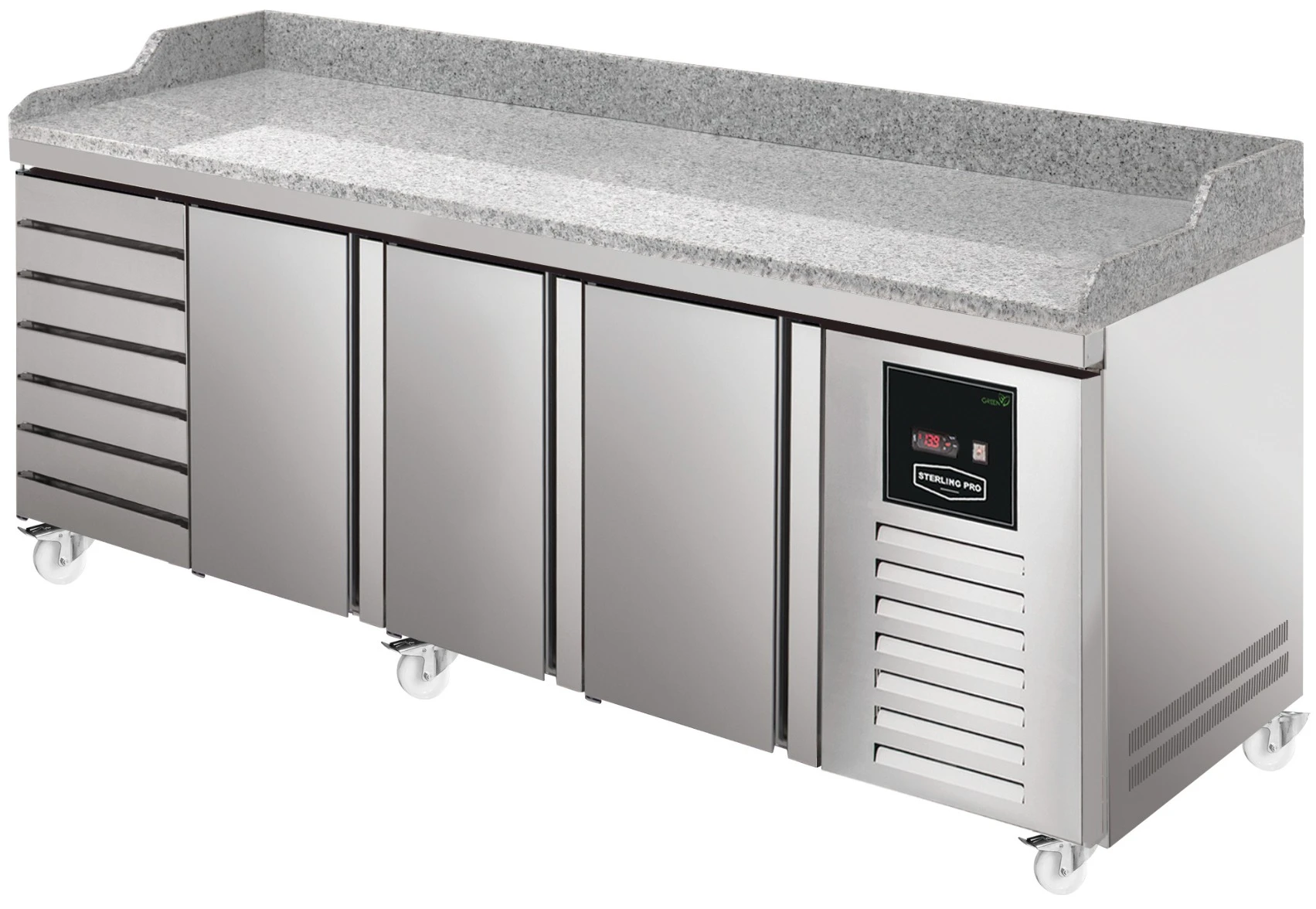 Sterling Pro Green SPI-8-250-37 Granite Top 800mm Counter, 3 Doors & 7 Drawers