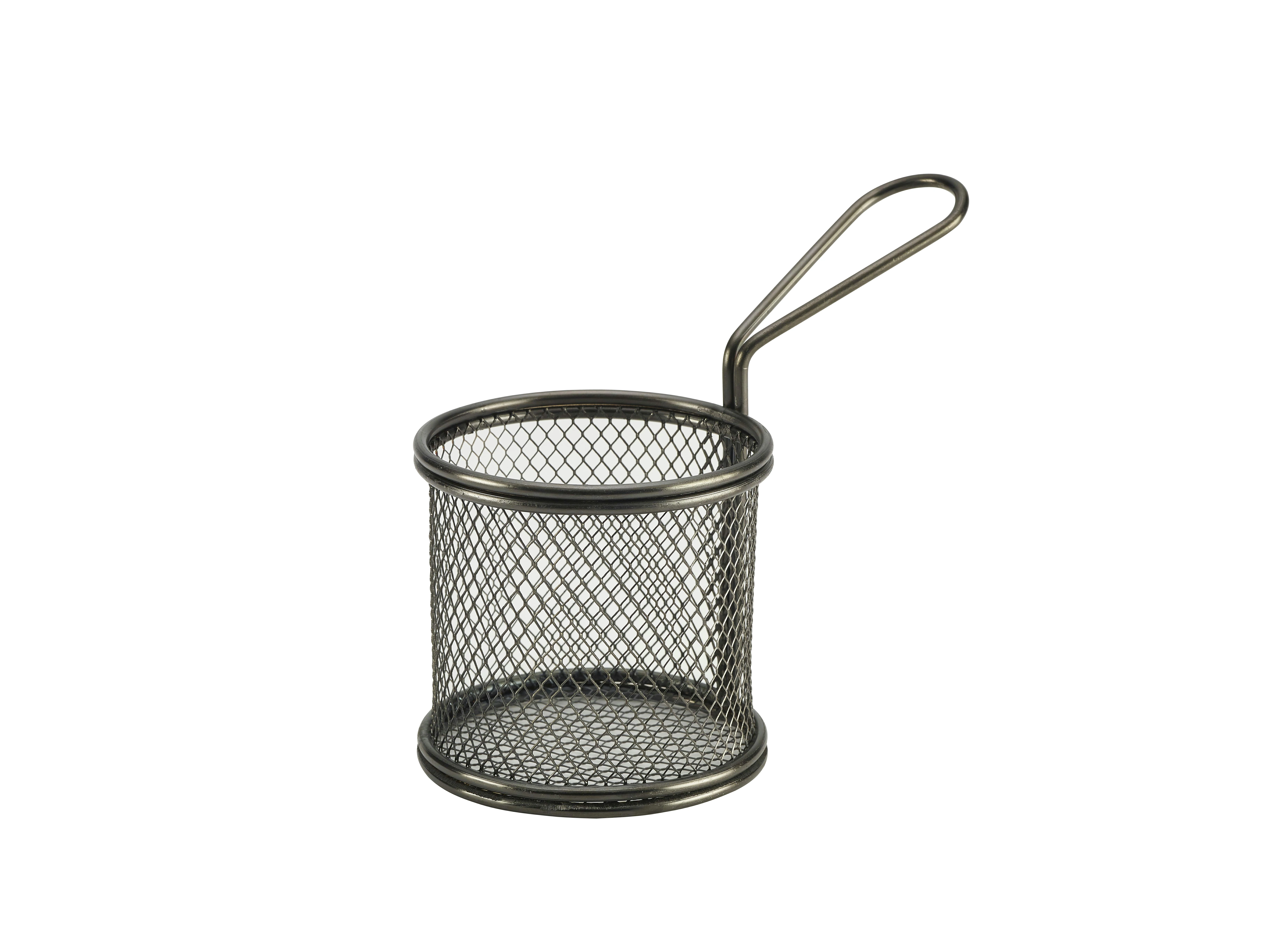 Black Serving Fry Basket  Round 9.3 x 9cm