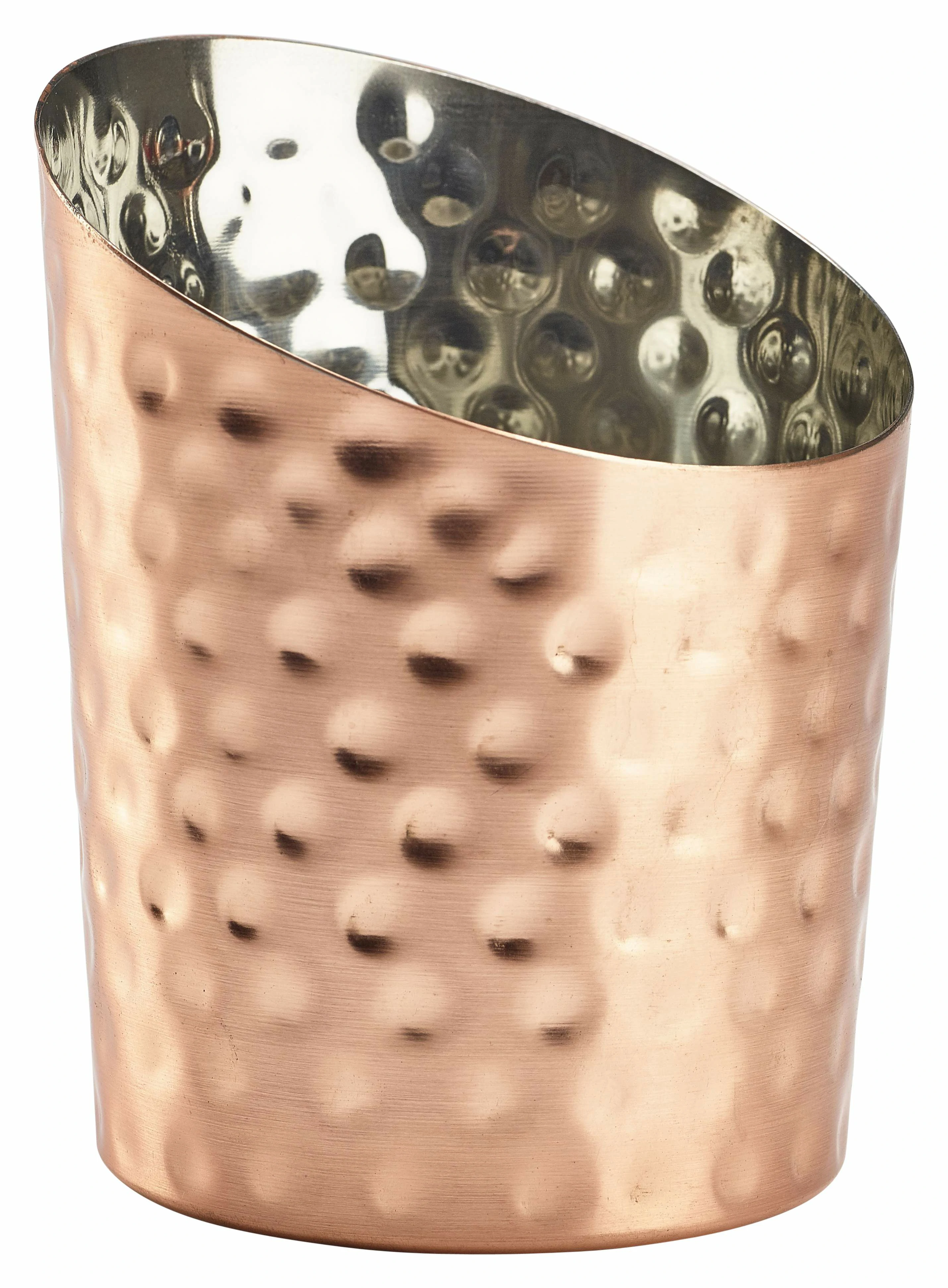 Hammered Copper Plated Angled Cone 9.5 x 11.6cm (Dia x H)