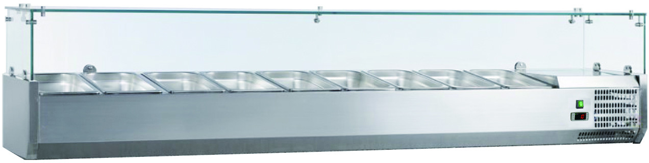 Chefsrange TU150013G 1500Mm Glass Topping Well 5 X 1/3Gn + 1 X 1/2Gn