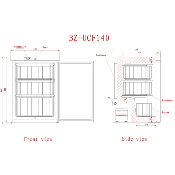 Blizzard UCF140 Under Counter Stainless Steel Freezer 115L