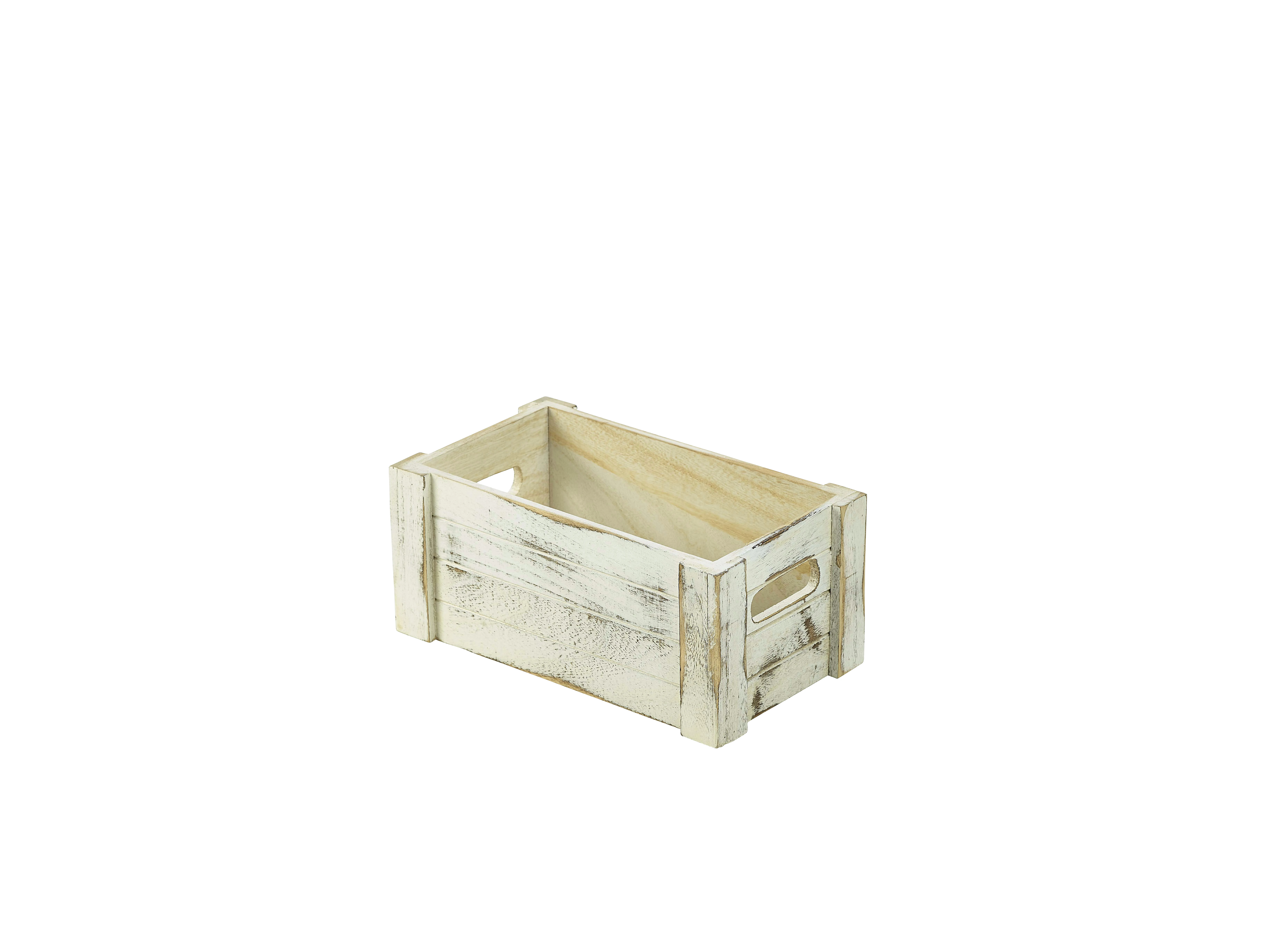 Genware White Wash Wooden Crate 27 x 16 x 12cm