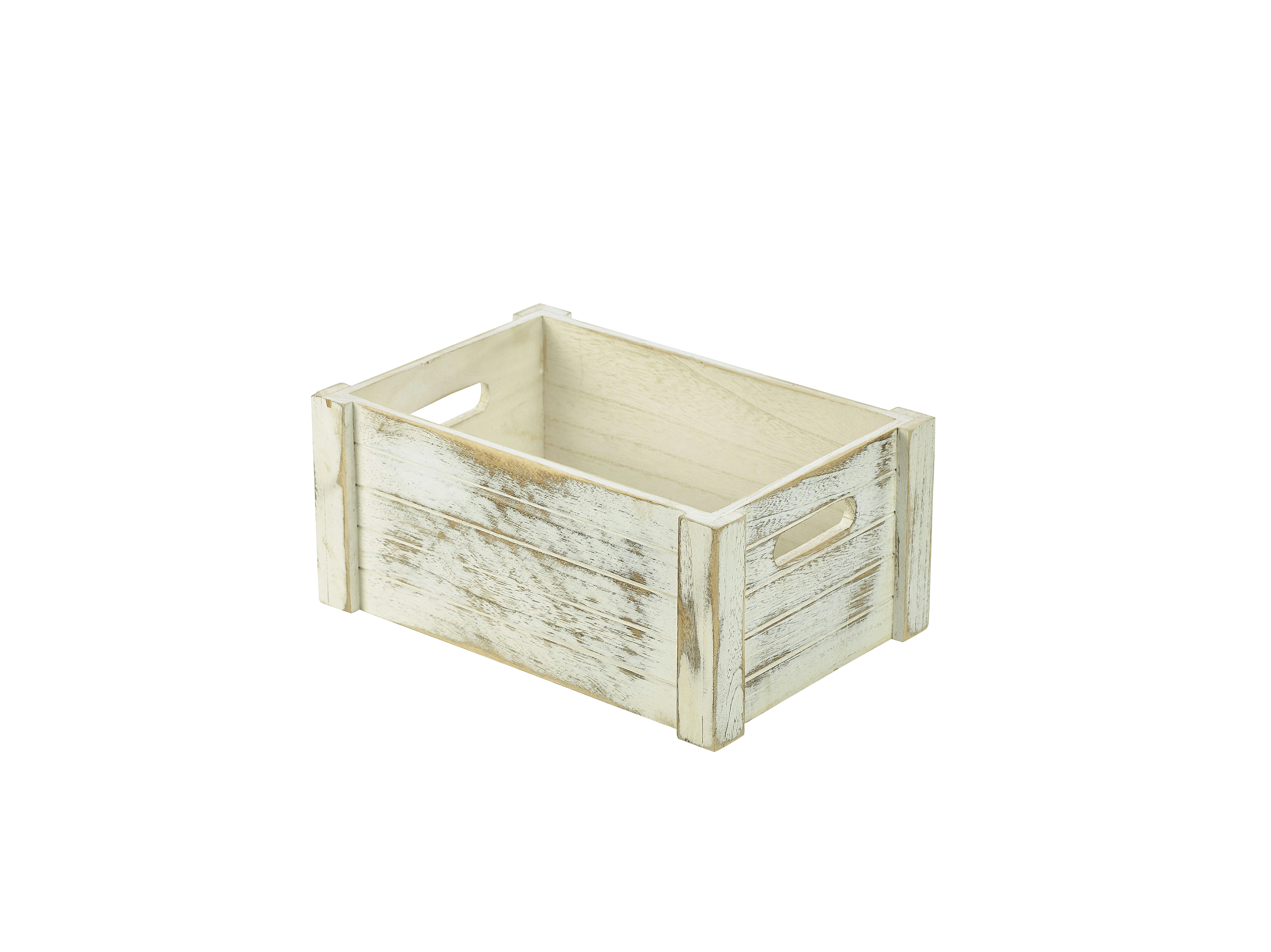 Genware White Wash Wooden Crate 34 x 23 x 15cm