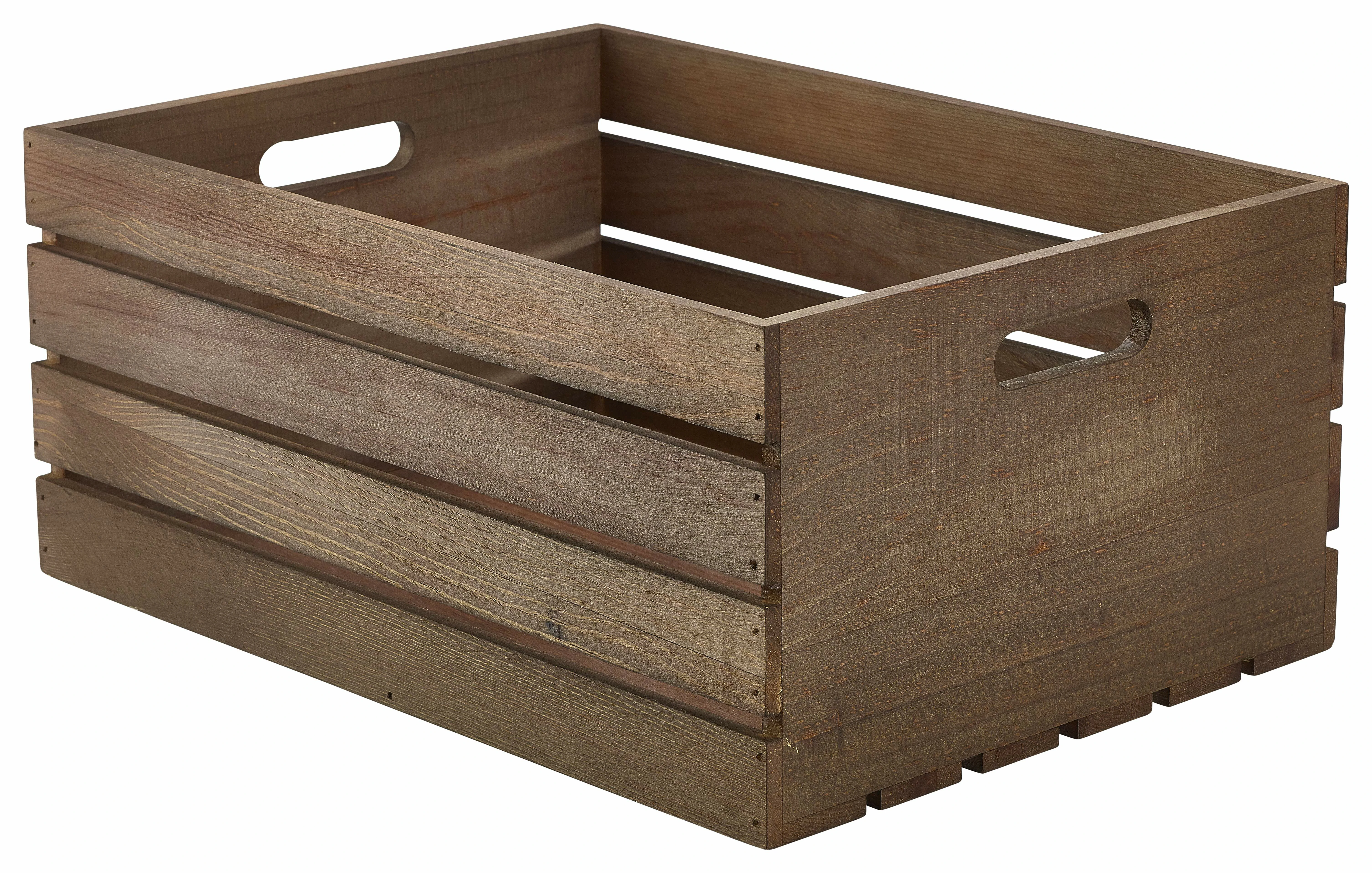 Genware Dark Rustic Wooden Crate 41 x 30 x 18cm
