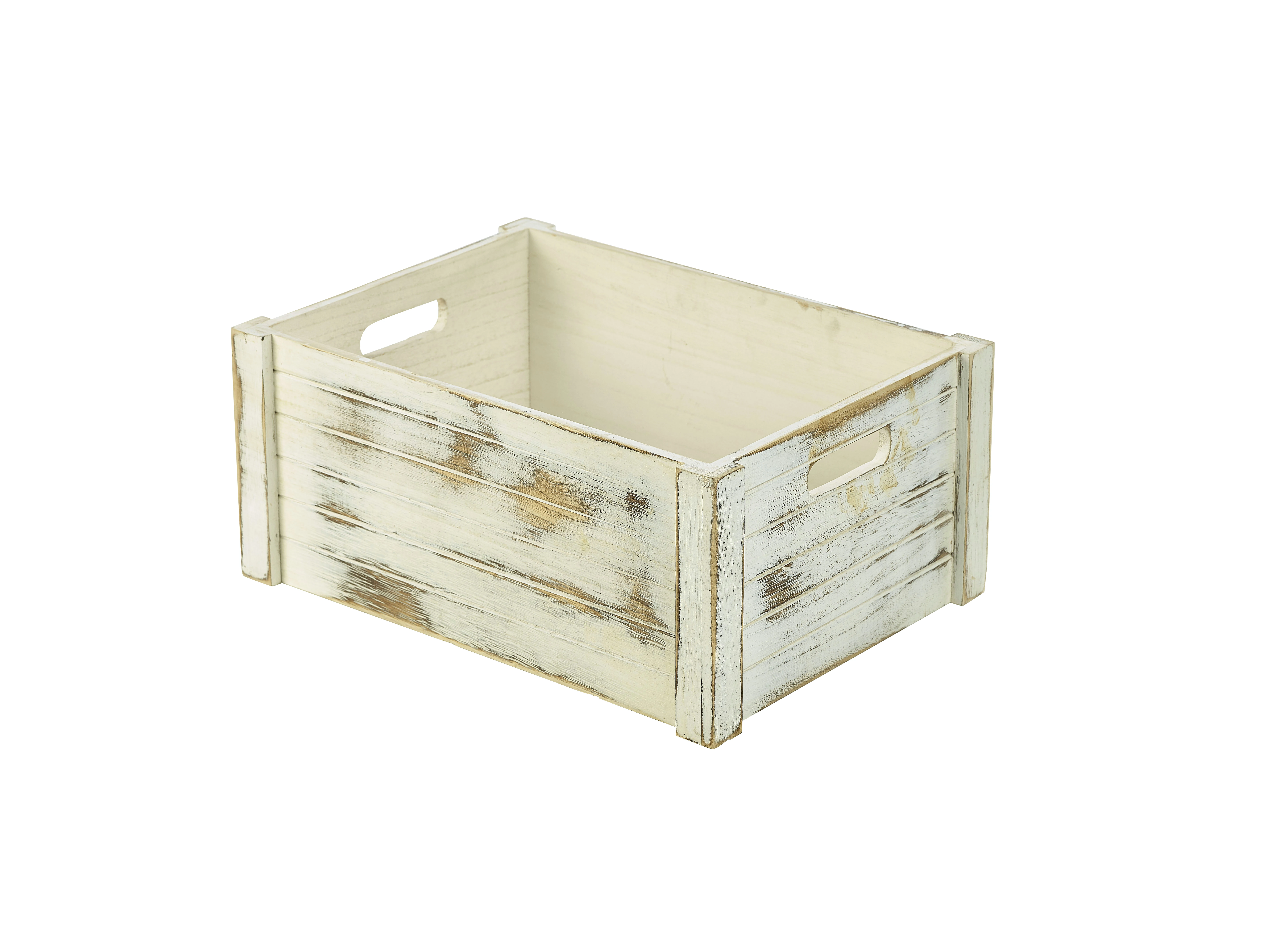 Genware White Wash Wooden Crate 41 x 30 x 18cm