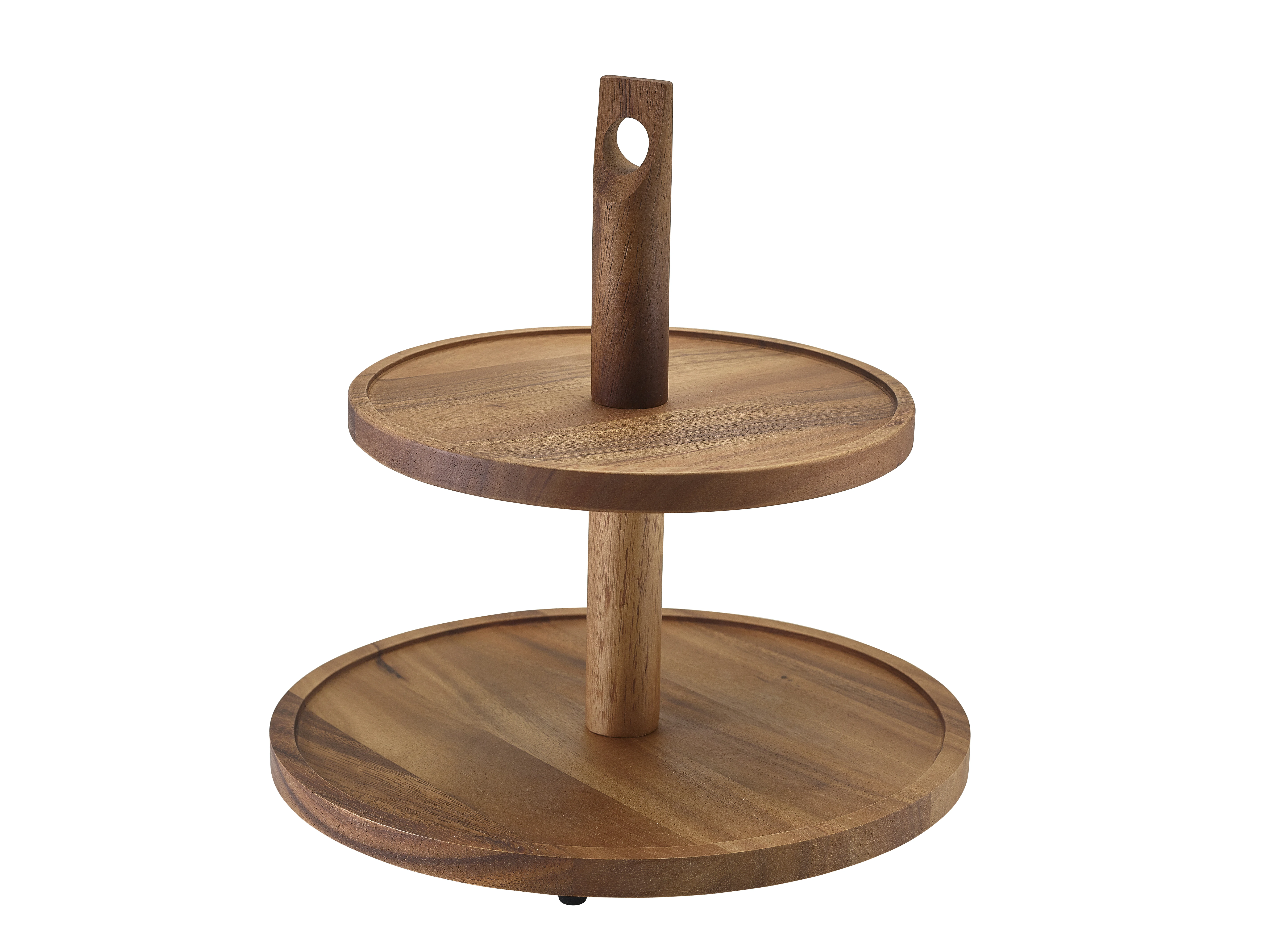 GenWare Acacia Wood Two Tier Cake Stand